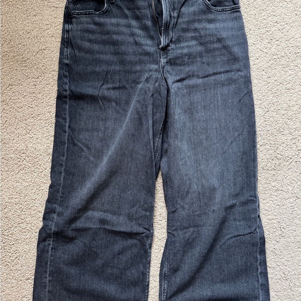 American Eagle Black Curvy Wide Leg Jeans, Sz 16 Short